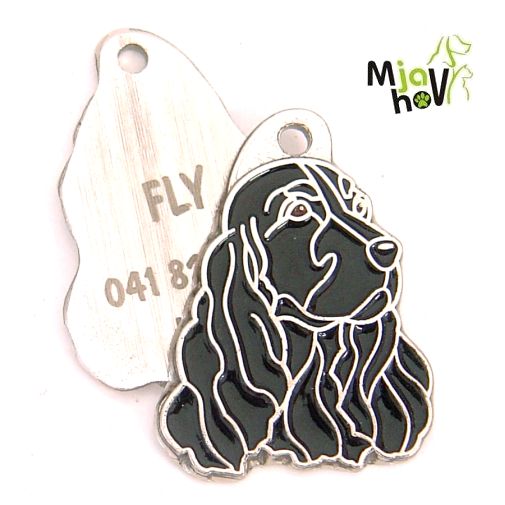 hundemarke mit gravur - cocker spaniel schwarz.jpg Hundemarken MjavHov - Hundemarke, Hundemarken online, Hundemarken mit gravur, gravierte Hundemarken, Hundeanhänger, Anhänger mit gravur, Hundezubehöer, Rassen Hundemarke, Tieranhänger